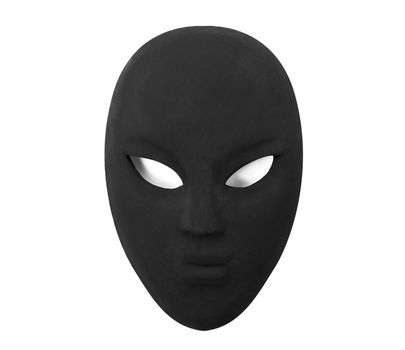 Black carnival mask on white isolated background.