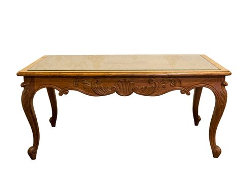 French XIX century antique furniture made from oak wood isolated on white.