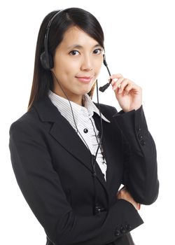 Call center business woman with headset