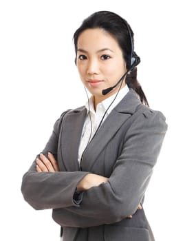 Asian business woman with headset