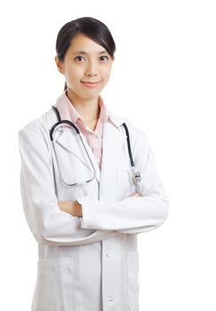 Medical doctor woman isolated on white background