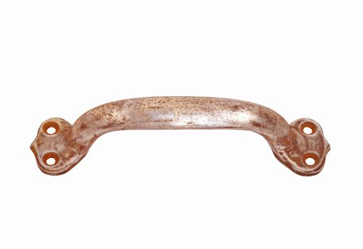 old metal rusty handle isolated on white background