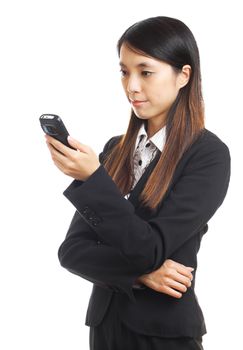 asian business woman using mobile phone