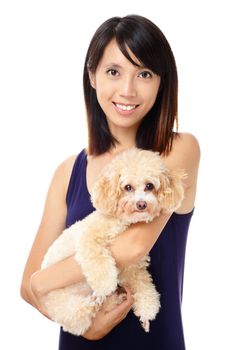 Asian woman with poodle