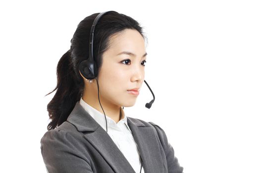 Call center business woman with headset