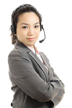 Asian business woman with headset