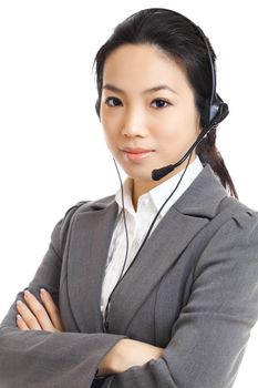 Asian business woman with headset