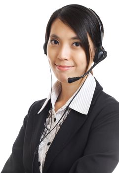 Call center business woman with headset