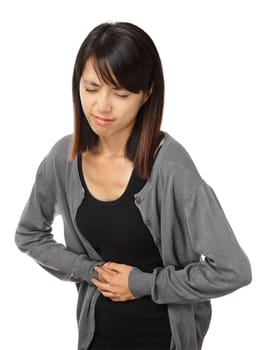 Asian woman with stomachache