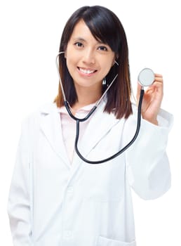 Asian medical doctor holding stethoscope