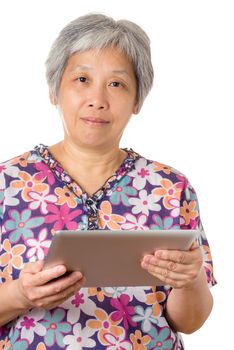 Asian elderly with digital tablet