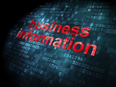 Business concept: pixelated words Business Information on digital background, 3d render