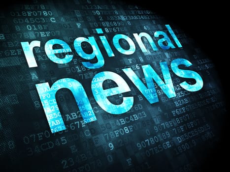 News concept: pixelated words Regional News on digital background, 3d render