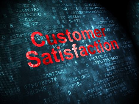 Marketing concept: pixelated words Customer Satisfaction on digital background, 3d render