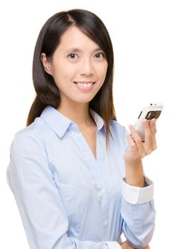 Asian woman holding mobile