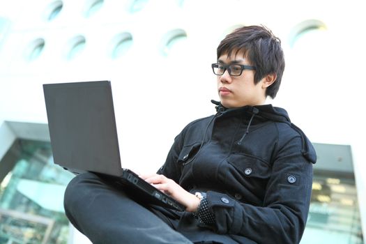 man using laptop computer