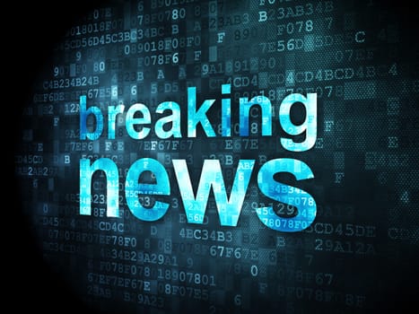 News concept: pixelated words Breaking News on digital background, 3d render