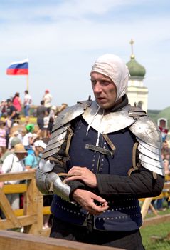 KHOTYN - MAY 10: Unidentified knight during Festival Medieval Khotyn on May 10, Ukraine