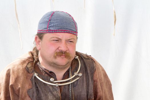 KHOTYN - MAY 10: Viking thinking during Festival Medieval Khotyn on May 10, Ukraine