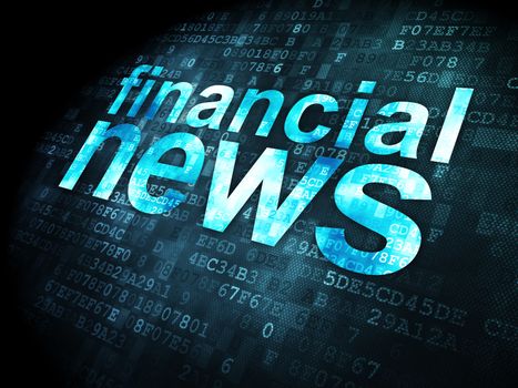 News concept: pixelated words Financial News on digital background, 3d render