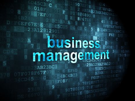 Business concept: pixelated words Business Management on digital background, 3d render