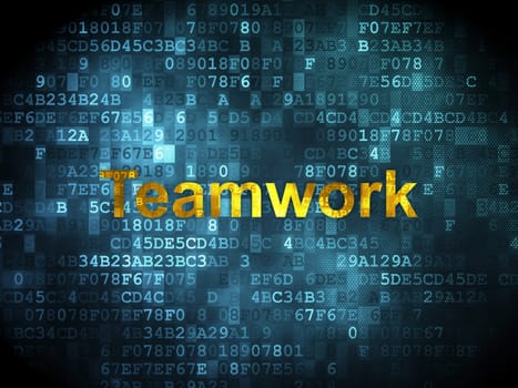 Business concept: pixelated words Teamwork on digital background, 3d render