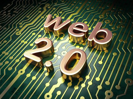 SEO web development concept: circuit board with word Web 2.0, 3d render