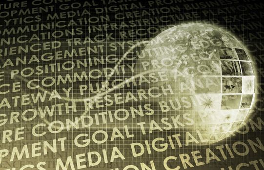 Futuristic Digital Network with Data Communication Art
