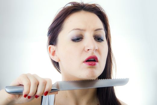 An image of woman going to suicide
