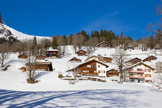 Winter in the swiss alps (Braunwald, Glarus, Switzerland)