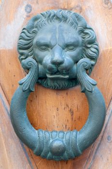 Vintage knocker door of metal lion