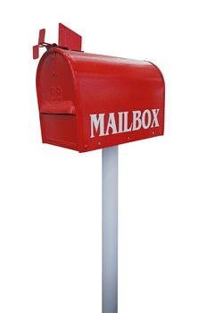 Red mail box isolate on white background