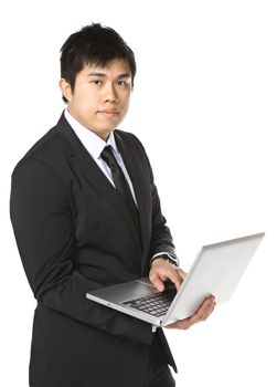 Asian business man use computer