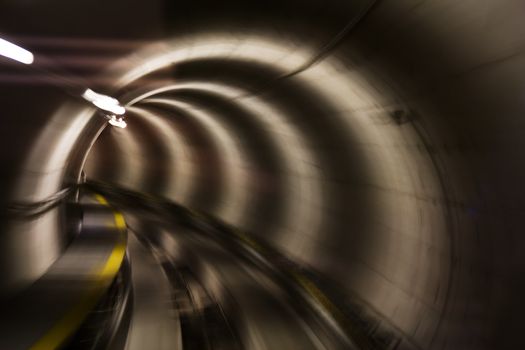 Going trough the underground tunnel (Zurich airport)