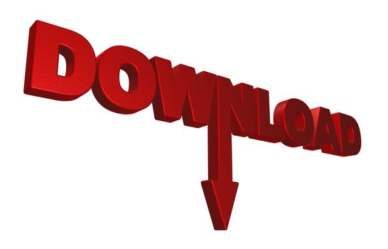 the word download with an downward arrow - 3d illustration