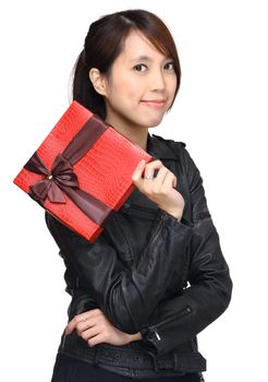 Asian woman with gift box