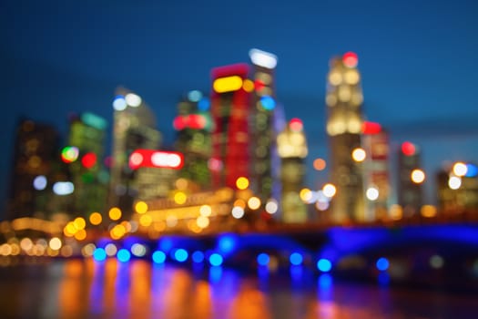 Night lights of the Singapore city