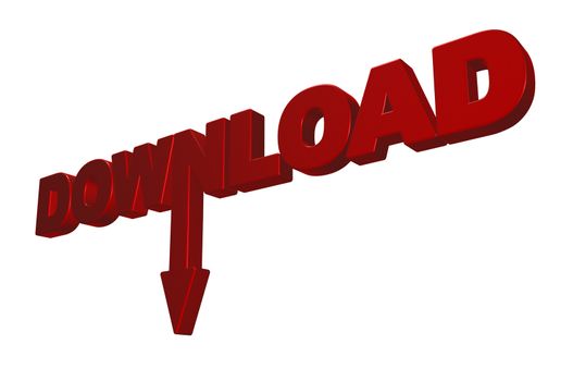 the word download with an downward arrow - 3d illustration
