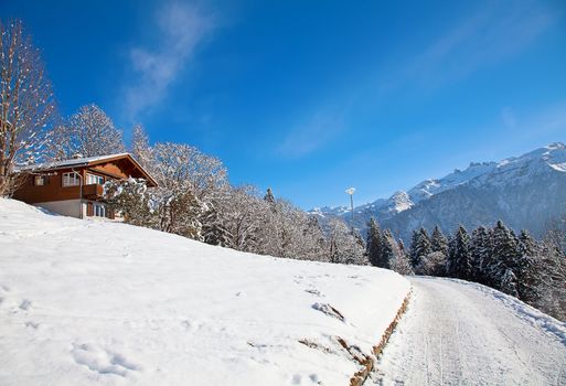 Winter in the swiss alps (Braunwald, Glarus, Switzerland)