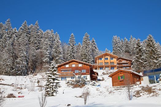 Winter in the swiss alps (Braunwald, Glarus, Switzerland)