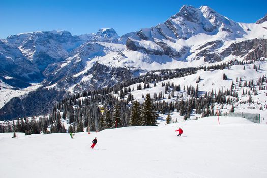 Winter in the swiss alps (Braunwald, Glarus, Switzerland)