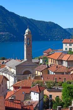 Panoramic view of Cernobbio town (Como lake, Italy)