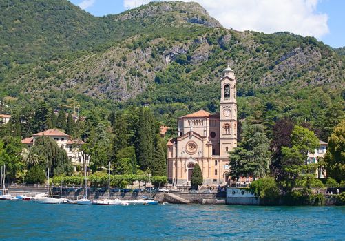 Panoramic view of Tremezzo town (Como lake, Italy)