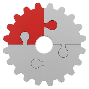 Gear consisting of puzzles. Isolated render on a white background