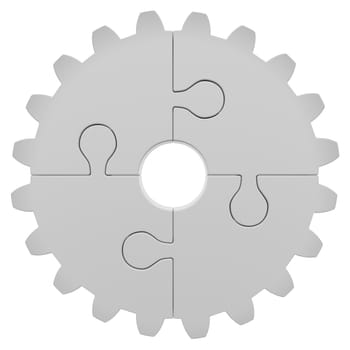 Gear consisting of puzzles. Isolated render on a white background