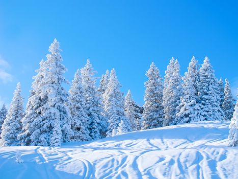 Slope on the skiing resort Flumserberg. Switzerland