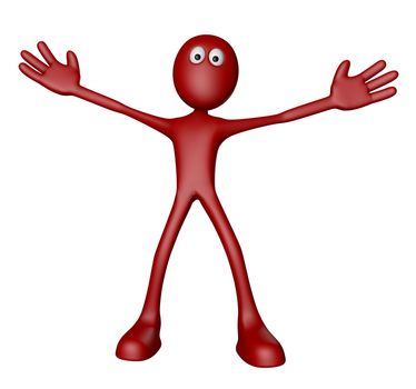 cartoon guy with wide open arms - 3d illustration