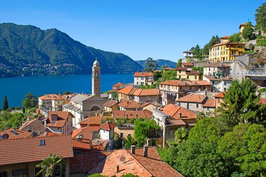 Panoramic view of Cernobbio town (Como lake, Italy)