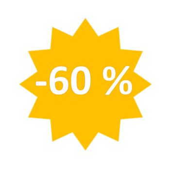 60 percent sale gold star icon in white background
