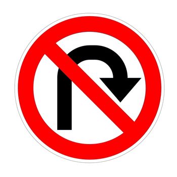 Do not u-turn on right sign in white background